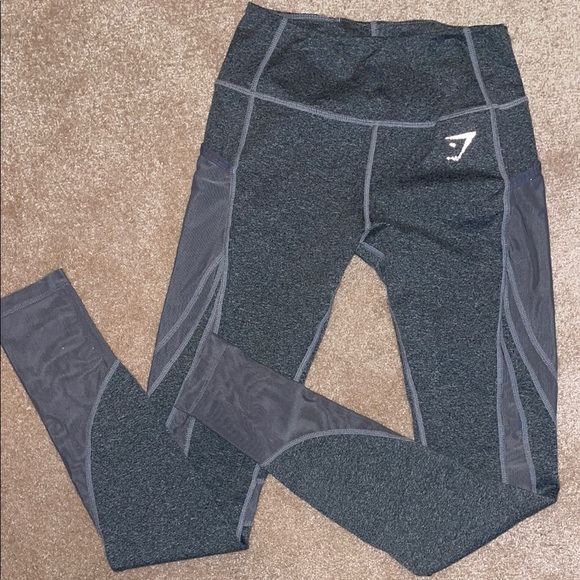 Gymshark Pants - Gymshark Gray Leggings with Mesh Panels